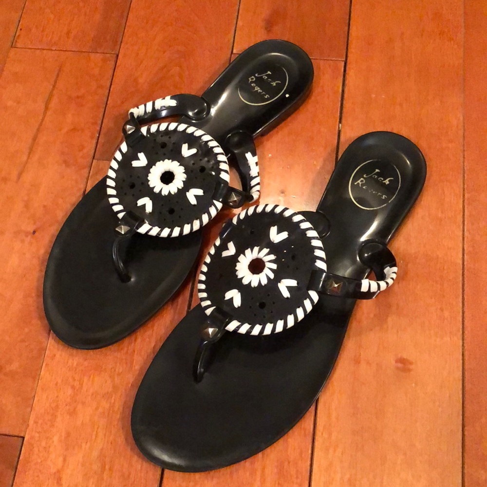 Jack Rogers Georgica Black Jelly Sandals Size 10